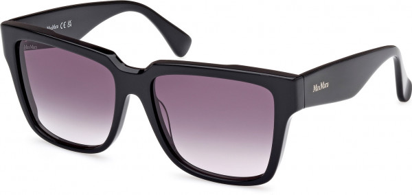 Max Mara MM0078 GLIMPSE2 Sunglasses, 01B - Shiny Black / Shiny Black