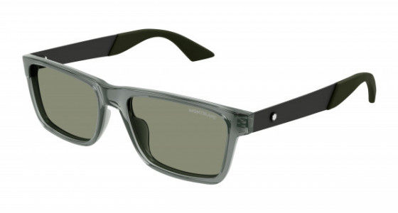 Montblanc MB0299S Sunglasses, 003 - GREY with GUNMETAL temples and GREEN lenses