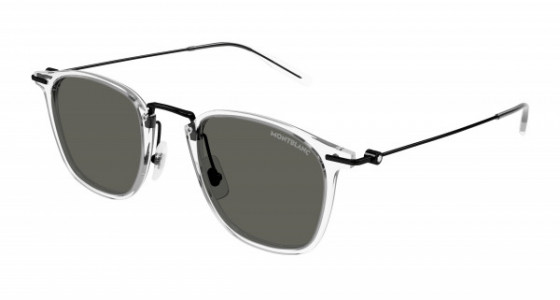 Montblanc MB0295S Sunglasses, 004 - CRYSTAL with BLACK temples and GREY lenses