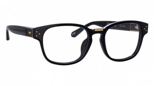 Linda Farrow LFL1412 CARLOS Eyeglasses, (001) BLACK/YELLOW GOLD/BLACK