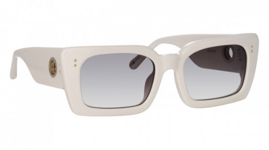 Linda Farrow LFL1297S NIEVE Sunglasses, (007) WHITE/LIGHT GOLD/GREY GRAD