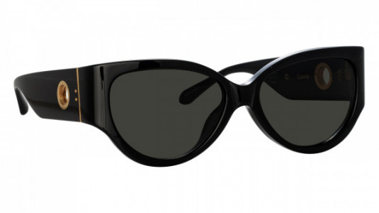 Linda Farrow LFL1425S CONNIE Sunglasses, (001) BLACK/YELLOW GOLD/GREY