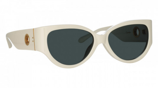 Linda Farrow LFL1425S CONNIE Sunglasses, (003) WHITE/YELLOW GOLD/DEEP GREEN
