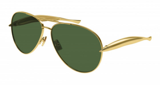 Bottega Veneta BV1305S Sunglasses, 001 - GOLD with GREEN lenses
