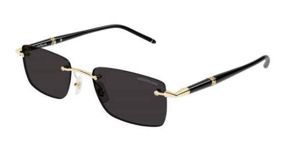 Montblanc MB0344S Sunglasses, 001 - GOLD with BLACK temples and GREY lenses