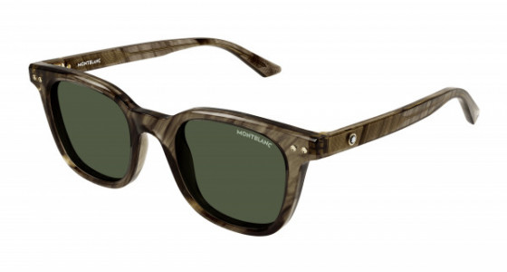 Montblanc MB0320S Sunglasses, 003 - BROWN with GREEN lenses