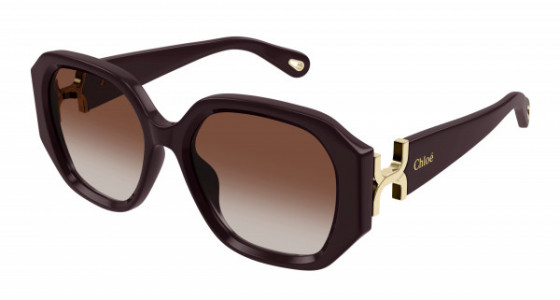 Chloé CH0236S Sunglasses, 003 - BURGUNDY with ORANGE lenses