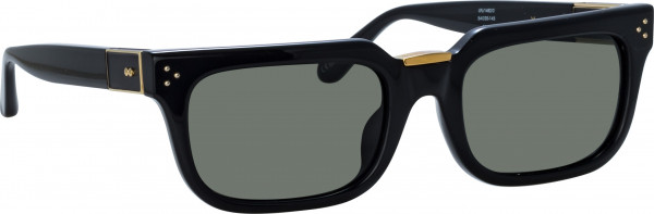 Linda Farrow LFL1482S YOAN Sunglasses, (003) BLACK/ YELLOW GLD/ BLACK/ GREY