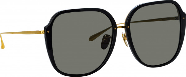 Linda Farrow LFL1500S SOFIA Sunglasses, (001) BLACK/ YELLOW GOLD/ GREY