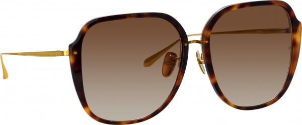 Linda Farrow LFL1500S SOFIA Sunglasses, (002) T-SHELL/ YELLOW GLD/ BRWN GRAD