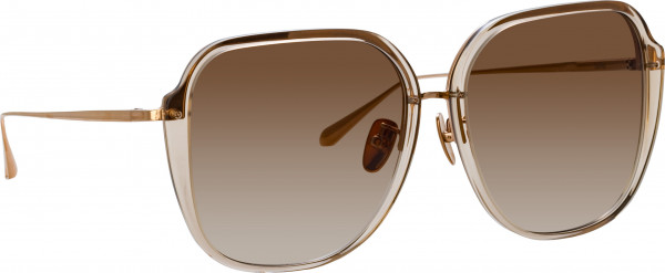 Linda Farrow LFL1500S SOFIA Sunglasses, (003) ASH/ ROSE GOLD/ MOCHA GRAD