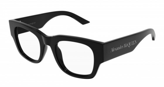 Alexander McQueen AM0455O Eyeglasses, 001 - BLACK with TRANSPARENT lenses