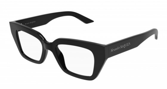 Alexander McQueen AM0453O Eyeglasses, 001 - BLACK with TRANSPARENT lenses