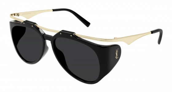 Saint Laurent SL M137 AMELIA Sunglasses, 001 - BLACK with GOLD temples and BLACK lenses