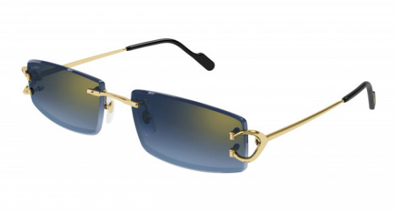 Cartier CT0465S Sunglasses, 002 - GOLD with BLUE lenses