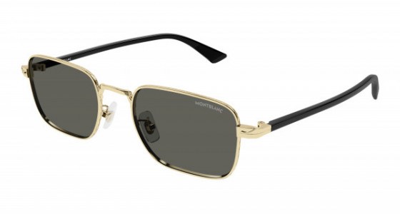 Montblanc MB0339S Sunglasses, 001 - GOLD with BLACK temples and SMOKE lenses