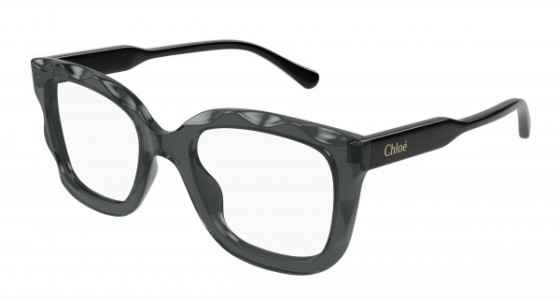 Chloé CH0229O Eyeglasses, 001 - GREY with BLACK temples and TRANSPARENT lenses