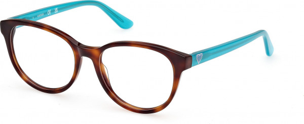 Guess GU50139 Eyeglasses, 053 - Havana/Havana / Shiny Turquoise