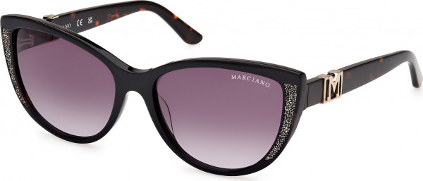 GUESS by Marciano GM00011 Sunglasses, 05B - Shiny Black / Shiny Black