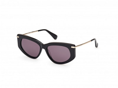 Max Mara MM0100 BETH Sunglasses, 01A - Shiny Black / Shiny Black