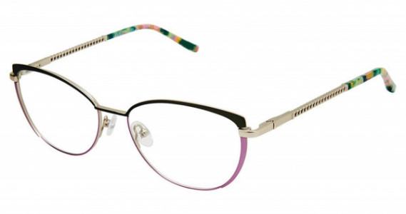 Nicole Miller MOUETTES YourFit Resort Nicole Miller Eyeglasses, C01 OLIVE/PINK/GOLD