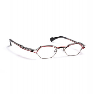 J.F. Rey JF2937 Eyeglasses, 0200 AF SHINY RUTHENIUM / SATIN BLACK / RED