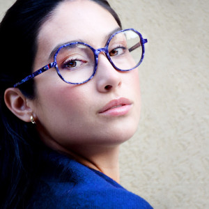 Vanni Dama V1655 Eyeglasses, teal micropixel / fuchsia details