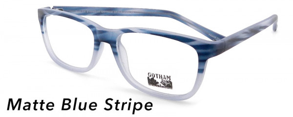 Smilen Eyewear Gotham Premium GothamStyle Matte 256* Eyeglasses, Matte Blue Stripe