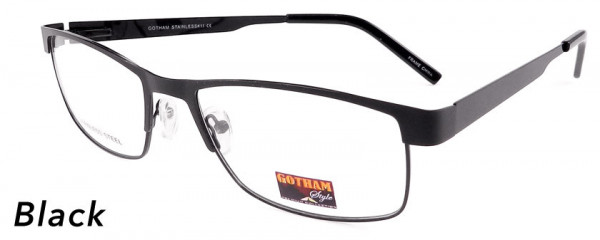 Smilen Eyewear LARGE FRAMES GothamStyle Stainless 11 Eyeglasses, Black