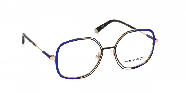 VOLTE FACE VIA Eyeglasses, 2501 BLUE/BLACK/GOLD