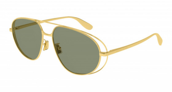 Bottega Veneta BV1344S Sunglasses, 001 - GOLD with GREEN lenses