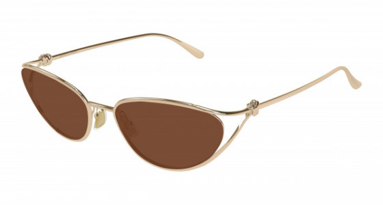 Bottega Veneta BV1330S Sunglasses, 003 - GOLD with BROWN lenses