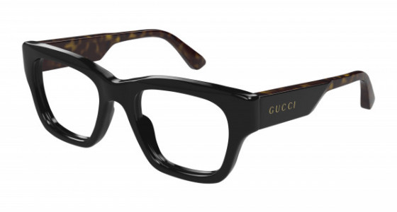 Gucci GG1669O Eyeglasses, 005 - BLACK with HAVANA temples and TRANSPARENT lenses