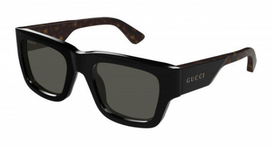 Gucci GG1668S Sunglasses, 001 - BLACK with HAVANA temples and GREY lenses