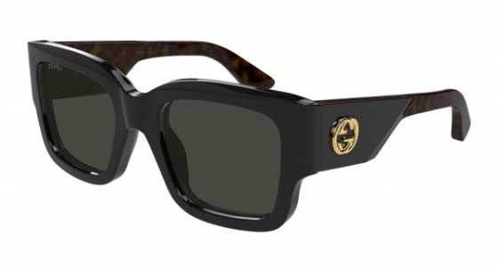 Gucci GG1663S Sunglasses, 001 - BLACK with HAVANA temples and GREY lenses