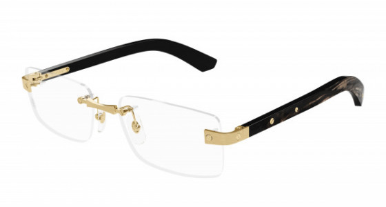 Cartier CT0513O Eyeglasses, 002 - GOLD with BROWN temples and TRANSPARENT lenses