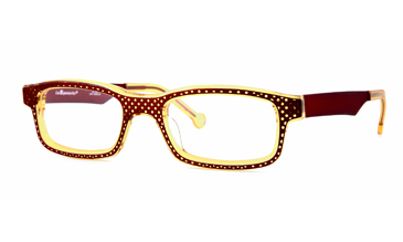 LA Eyeworks Imperioli Eyeglasses, 501111 Brick Red Perforated On Nicotine