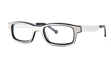 LA Eyeworks Imperioli Eyeglasses, 849101 Raw Steel On Black Solid
