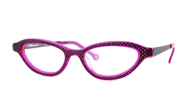LA Eyeworks Quinn Eyeglasses, 544262 Brown Velvet Perforated In Tangy Fuchsia