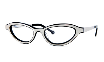 LA Eyeworks Quinn Eyeglasses, 849101 Raw Steel On Black Solid