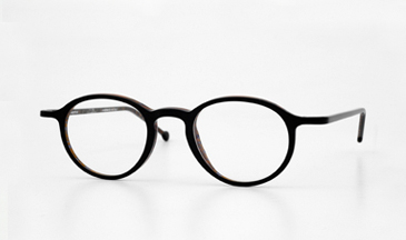 LA Eyeworks Code Eyeglasses, 637 Black On Amber