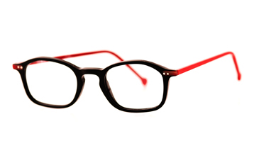 LA Eyeworks Radar Eyeglasses, 101 Black With Chili Wood