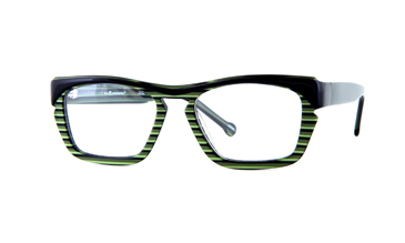 LA Eyeworks Tuba Eyeglasses, 209 Black Green Fin