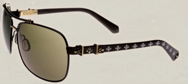 Affliction Goliath Sunglasses, Black and Antique Gold w/ Brown Lenses