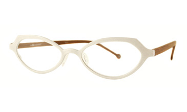 LA Eyeworks Kitkit Eyeglasses, 411 White W/chocolate Wood Temples