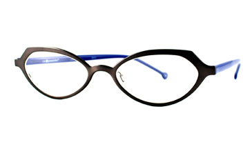 LA Eyeworks Kitkit Eyeglasses, 497 Smoke Velvet W/blueberry Buckle Chassis