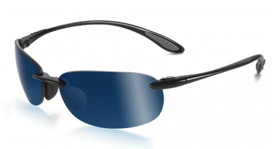 Bolle Kickback Sunglasses, Shiny Black / Polarized Offshore Blue