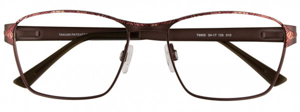 Takumi T9955 Eyeglasses, 010 - Satin Brown & Red