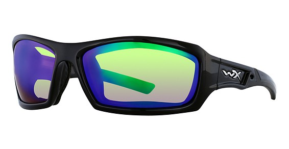 Wiley X ECHO Sunglasses, Gloss Black (Polarized Emerald Mirror)
