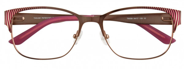 Takumi TK936 Eyeglasses, 010 - Stn Light Golden Brn & Raspbry